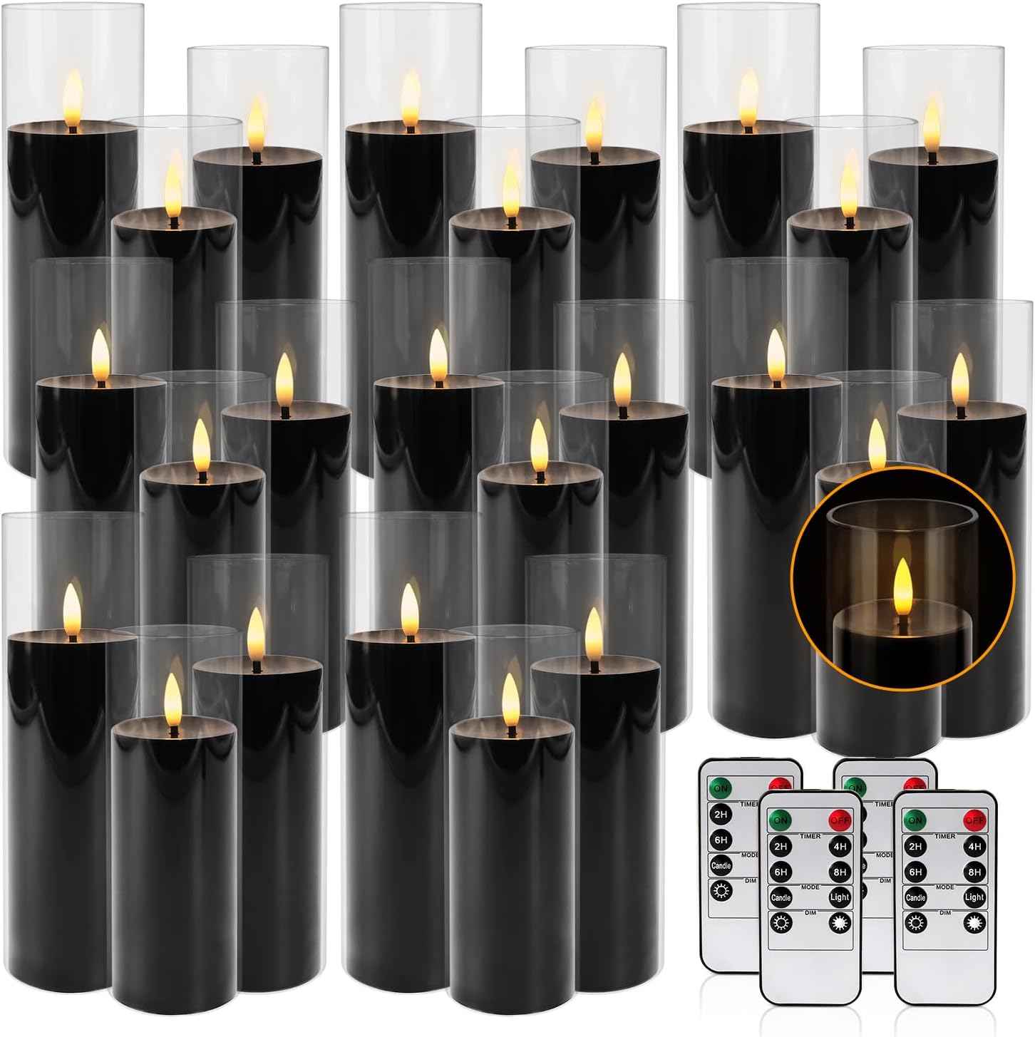 24-Pack Remote Control LED Flameless Candles - 3D Flame Timer Candles for Home, Weddings & Holidays