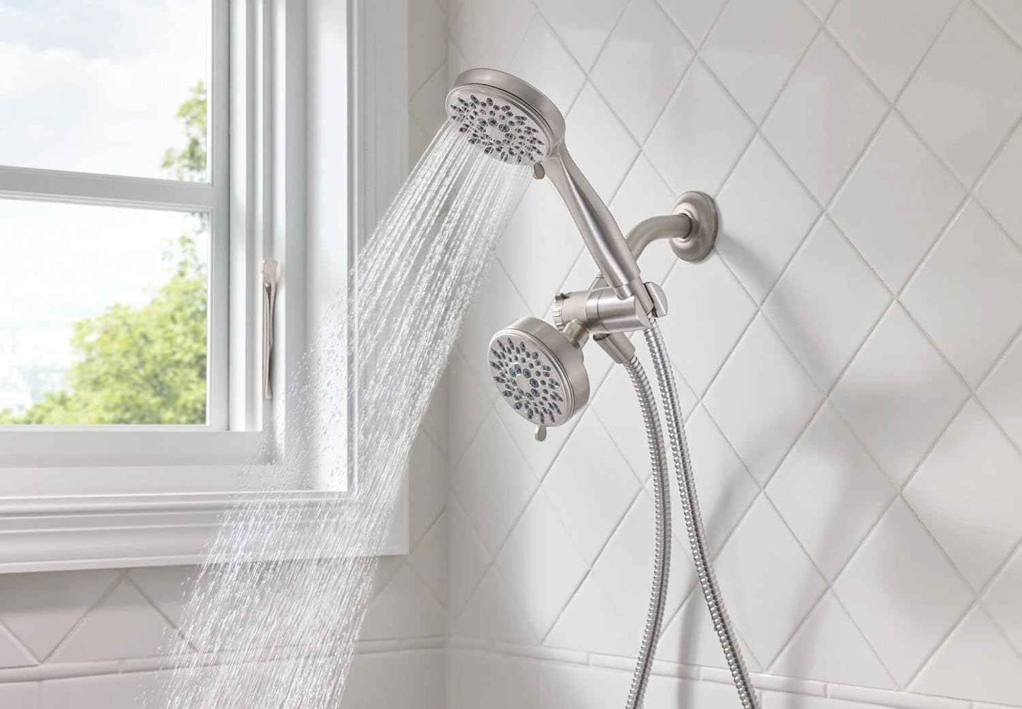 Moen Ignite 5-Function Shower Head with Handheld - Brushed Nickel, 3.75" Diameter