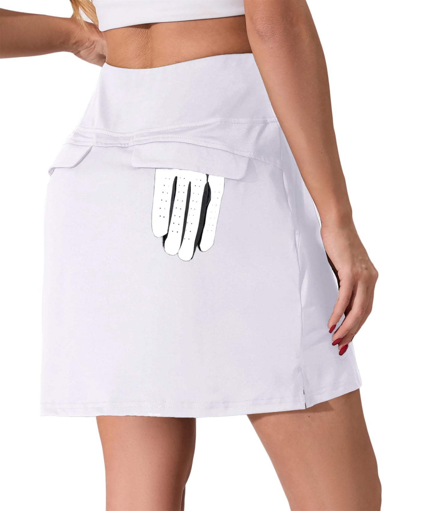 Oyamiki Womens Golf Skort Skirts with Shorts 4 Pockets Lightweight Athletic Tennis Workout Skirt White L