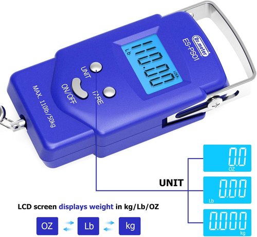 Dr.meter Fishing Scale - 110lb Digital Luggage Scale with Backlit LCD Display & Measuring Tape | Compact & Portable Fishing Gear