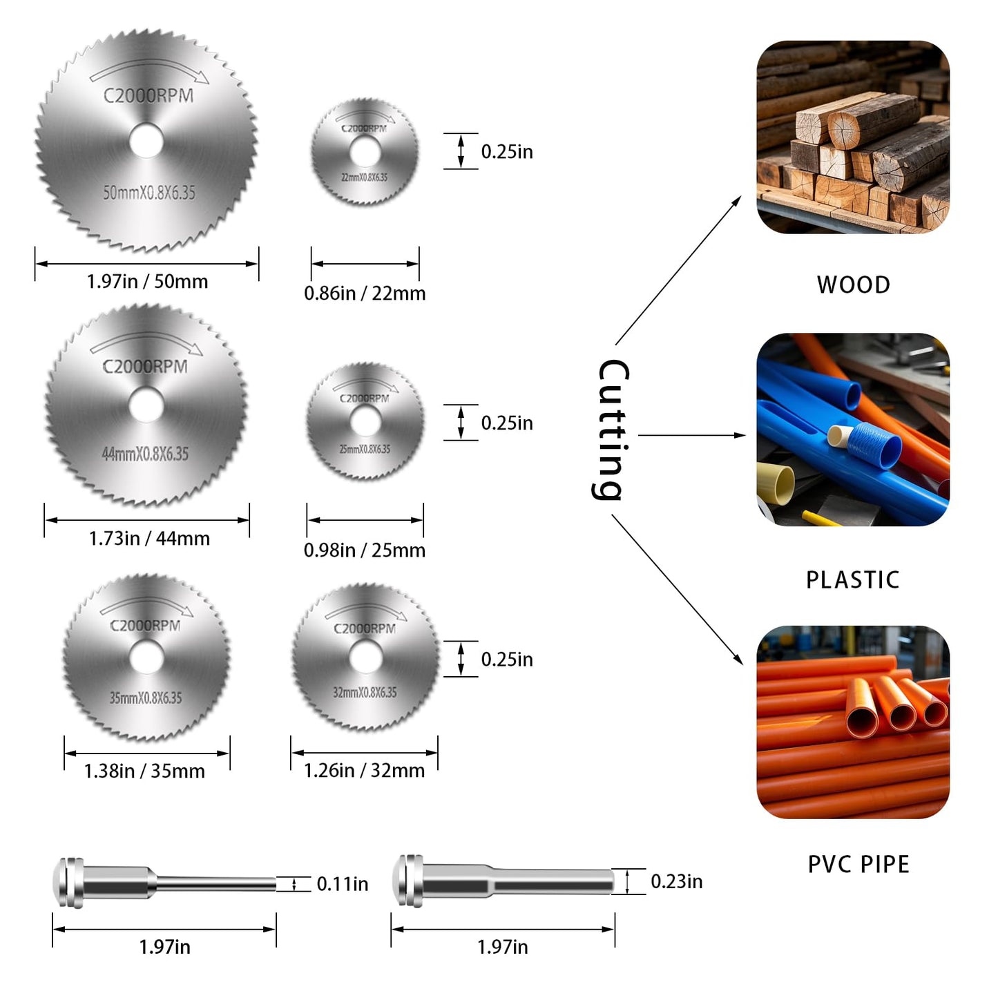 66Pcs Cutting Wheel Set for Dremel Rotary Tool 20Pcs Resin Cutting Discs 6Pcs HSS Circular Saw Blades 10Pcs 545 22mm Diamond Cutting Wheels 20Pcs Sanding Drum 8Pcs Shank and 2Pcs Screwdrivers