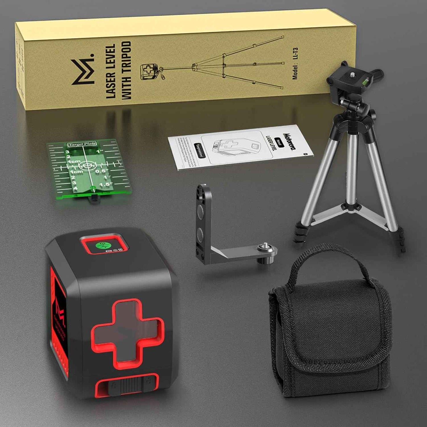 Green Laser Level with Tripod - 100ft Self-Leveling Cross Line, IP54 Waterproof, 4 Brightness Modes & Carrying Bag