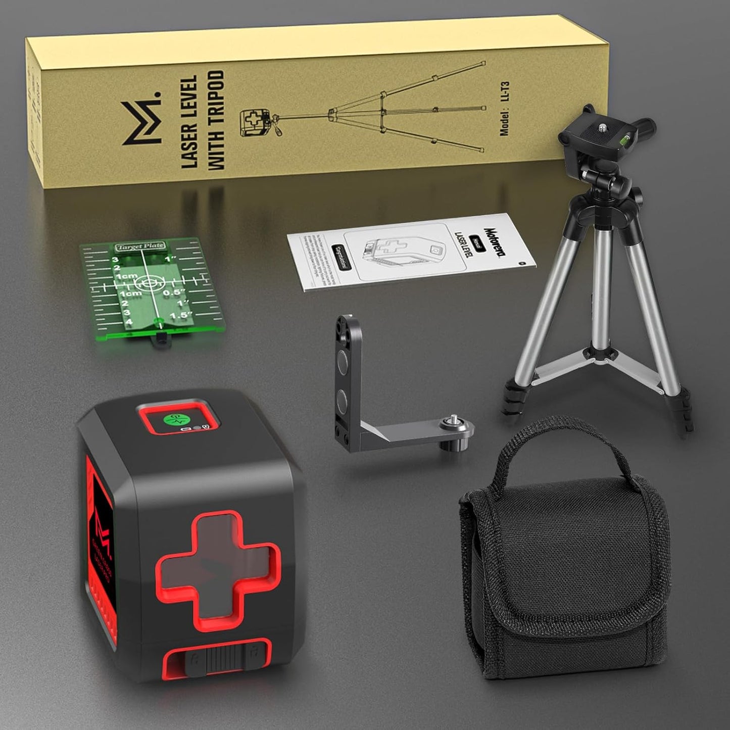 100ft Green Cross Line Laser Level with Tripod - Self-Leveling, 4 Brightness Modes, IP54 Waterproof & Carrying Bag