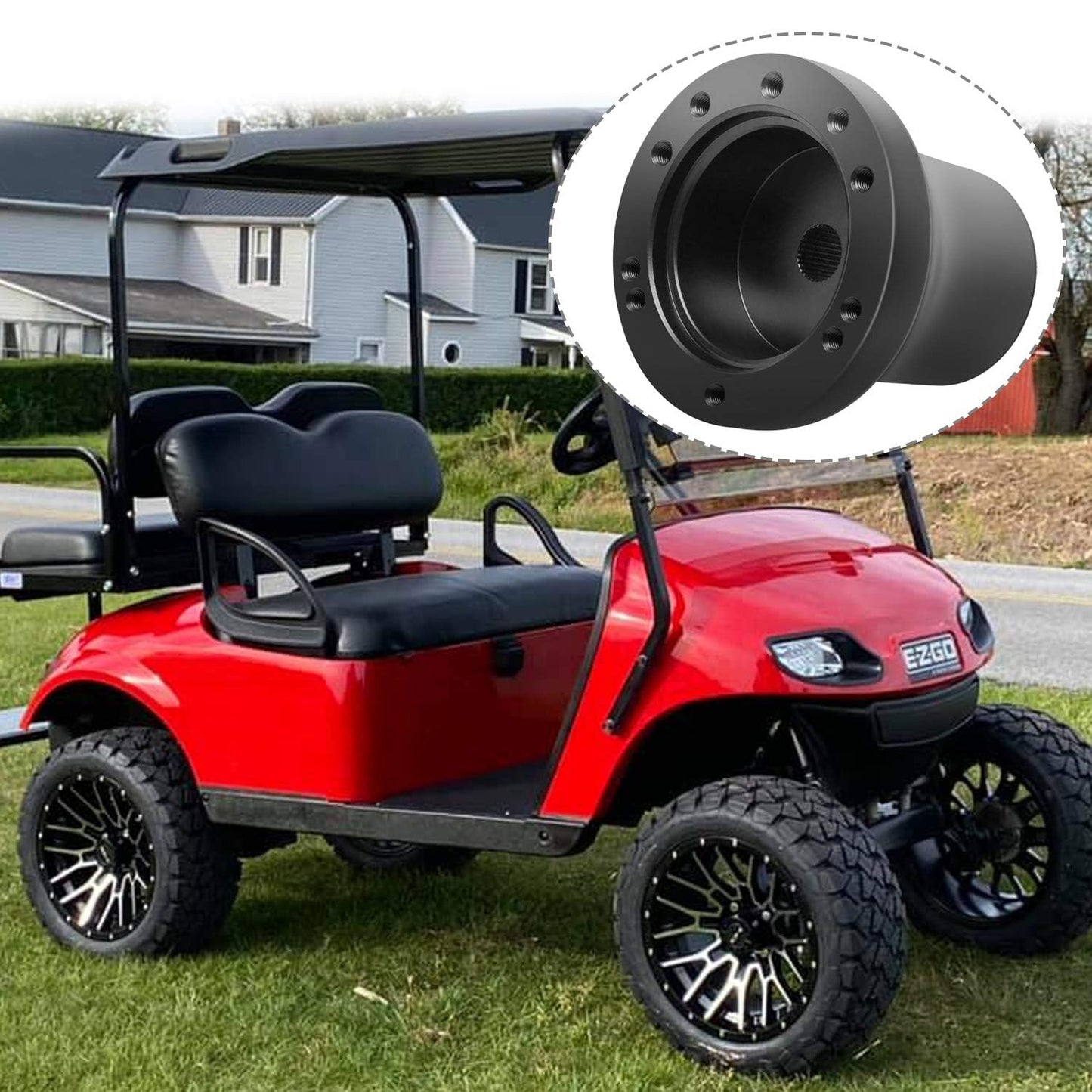 EZGO Steering Wheel Adapter fit EZGO TXT/RXV/Marathon/Medalist Golf Carts Steering Wheel Adapter Golf Cart Accessories(Black)