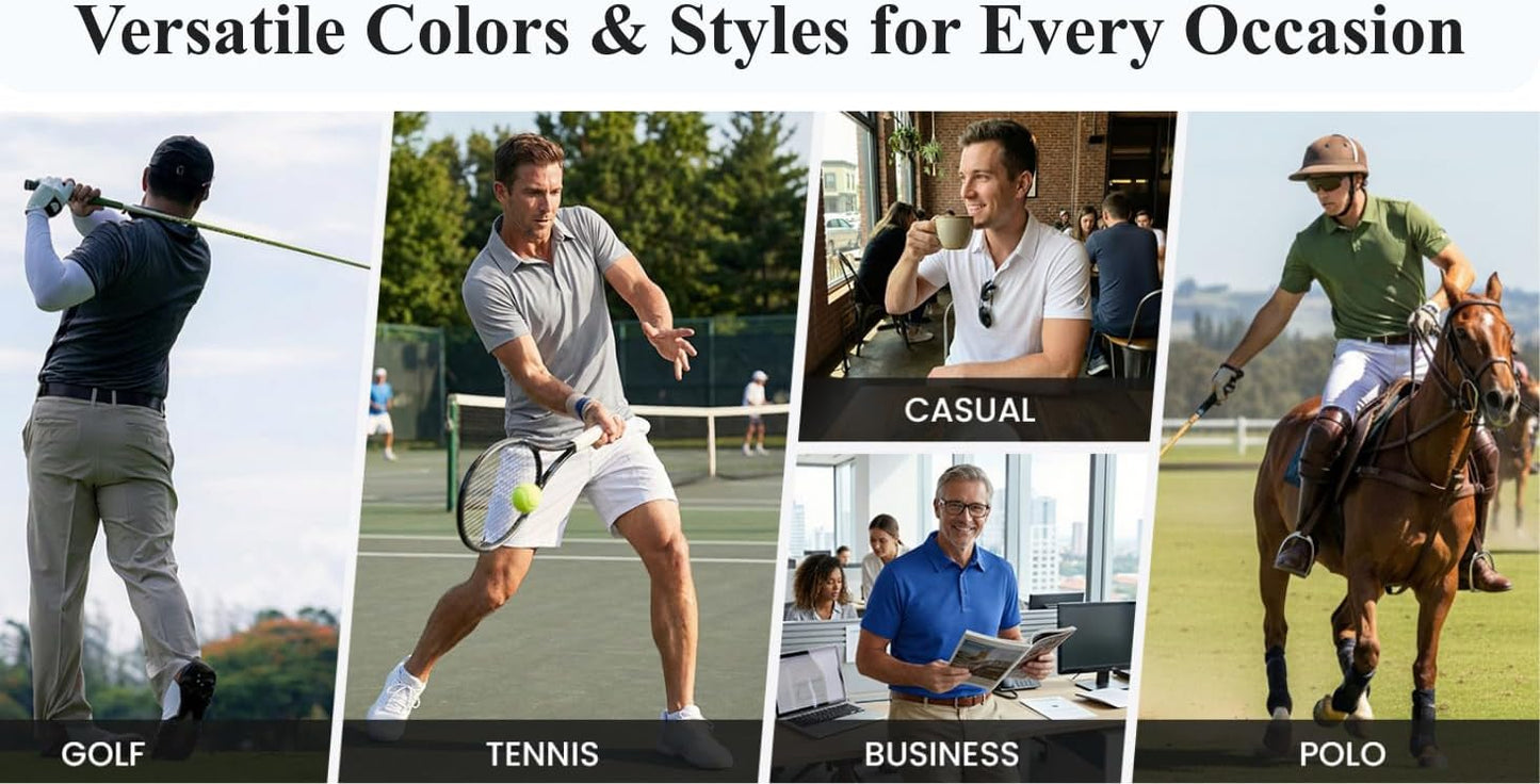 PINSPARK Men's Polo Shirt - Performance Moisture-Wicking Golf Shirt with UPF 50 | Quick-Dry Casual Collared Design