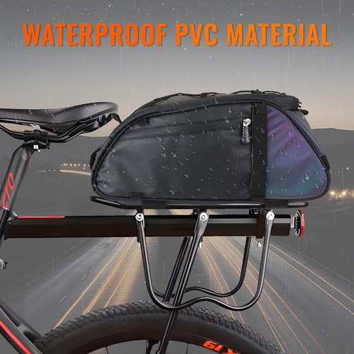 Raoot Rear Bike Rack Bag, 10L Water Resistant Ebike Bags for Bicycle Rear Rack, Bicycle Trunk Pannier with Shoulder Strap for Commuter Travel Shopping and Cycling (Black)