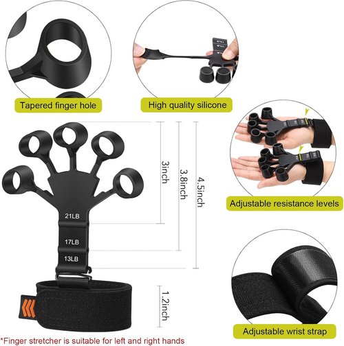 Grip Strength Trainer Kit - 6 Pack Hand Grip Strengthener & Finger Exerciser for Muscle Building & Recovery
