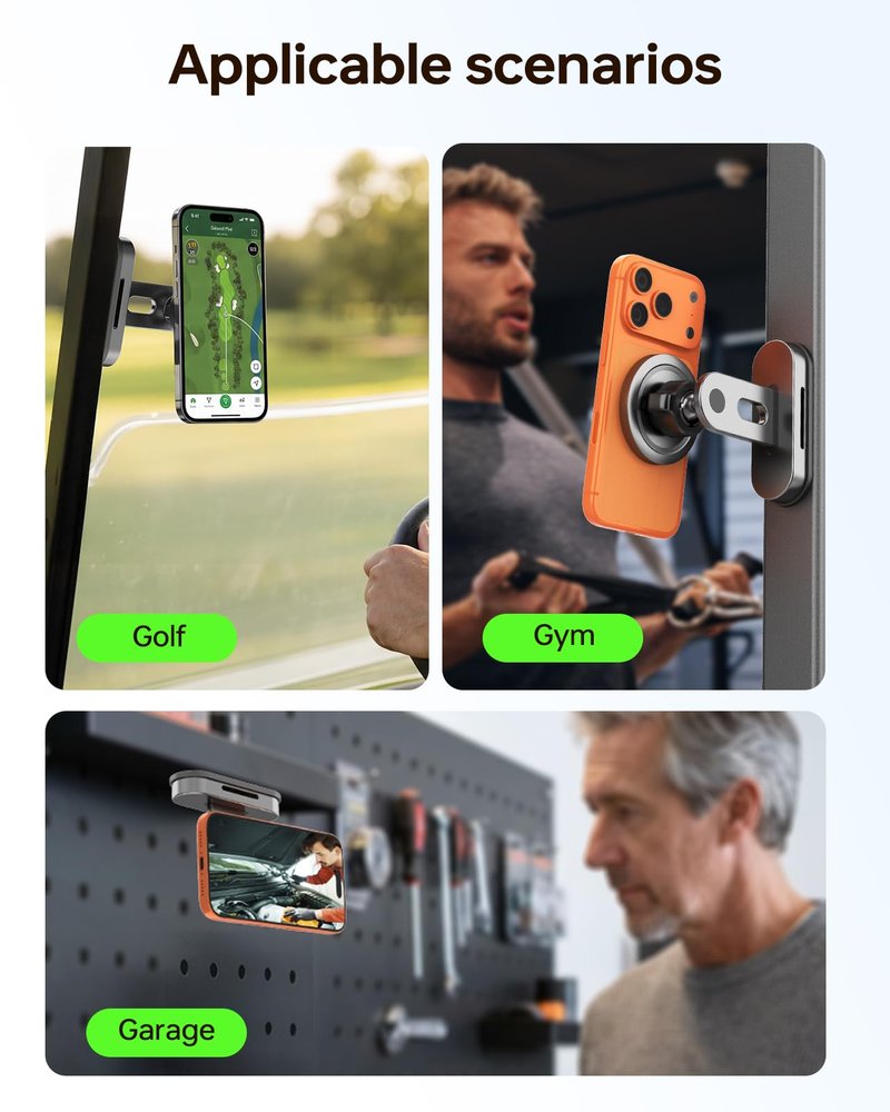 Magnetic Golf Cart Phone Holder for Photography, Golf Accessories for Men, Camera-Friendly T-Shape Design, Strong Magnetic Phone Caddy with Adjustable Ball Head, Golf Cart Phone Holder, Golf Gifts
