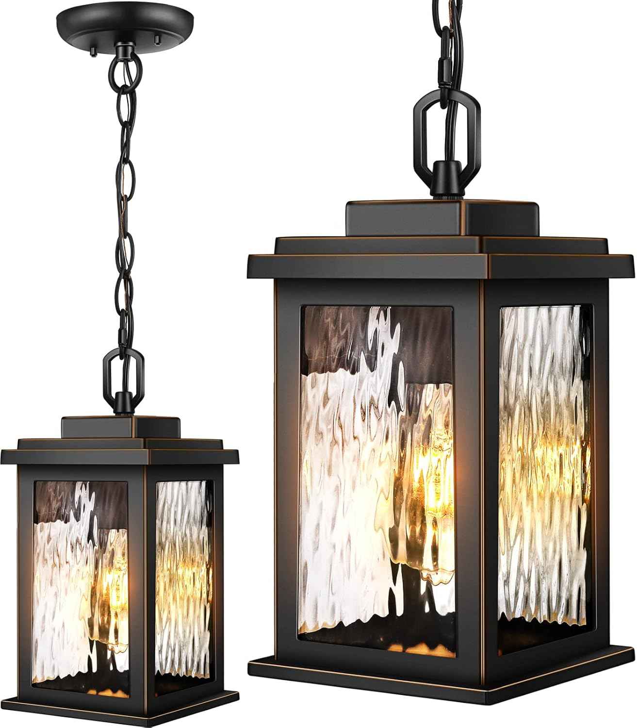 Outdoor Pendant Light - Oil Rubbed Bronze Chandelier for Porch & Patio, Adjustable Chain