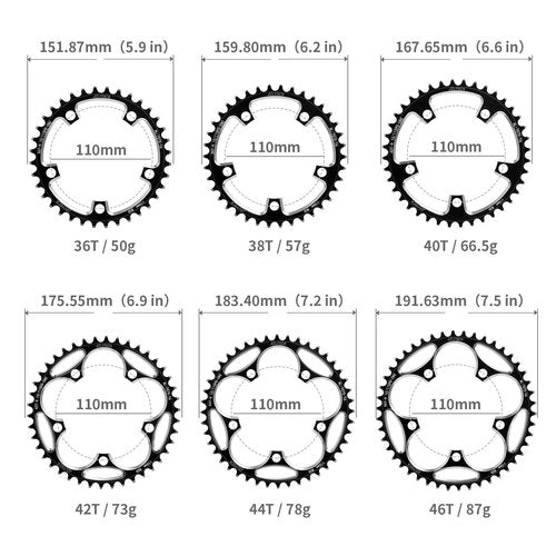 JZLTECH 110 BCD Bike Chainring: 58T Round Narrow Wide Chainring, Single Bicycle Chain Ring for 8 9 10 11 12 Speed Road Bike