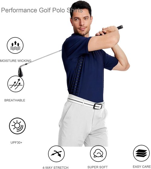 Alex Vando Men's Golf Shirt - Moisture-Wicking Quick-Dry Striped Polo | Perfect for Sports