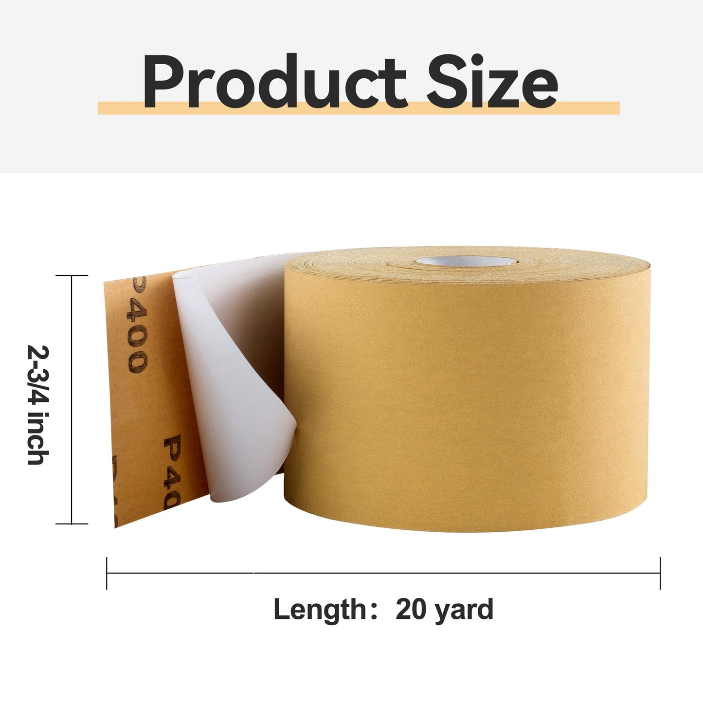 CowboyBOB Self Adhesive Stickyback PSA Sandpaper 400-Grit Sandpaper Roll 2-3/4in x 20 Yards Aluminum Oxide Longboard Sand Paper Sanding Sheet