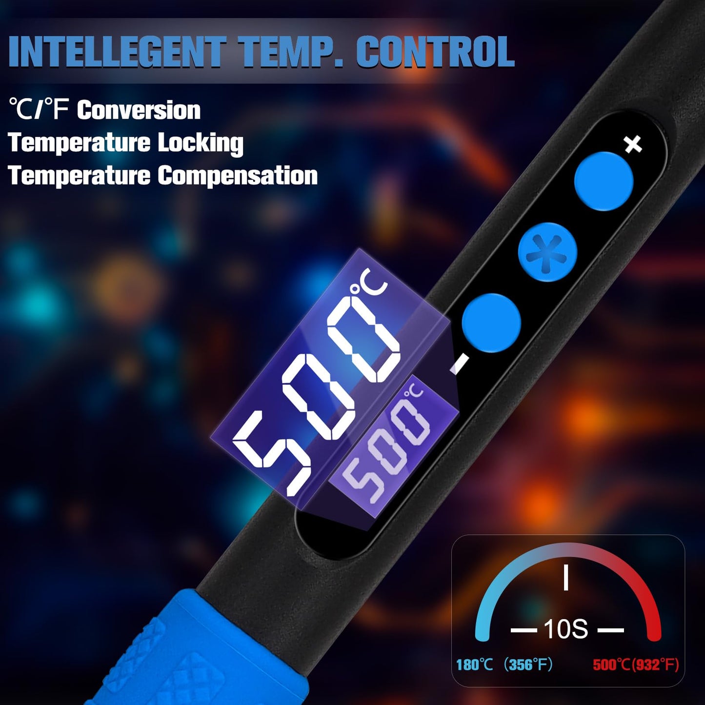 Soldering Iron Kit, 90W LED Display Adjustable Temperature Soldering Iron Automatic Sleep Mode Soldering Gun with 5PCS Tips, Solder Wire, Stand, Flux, Welding Tool for Repair, Electric Repairing, DIY