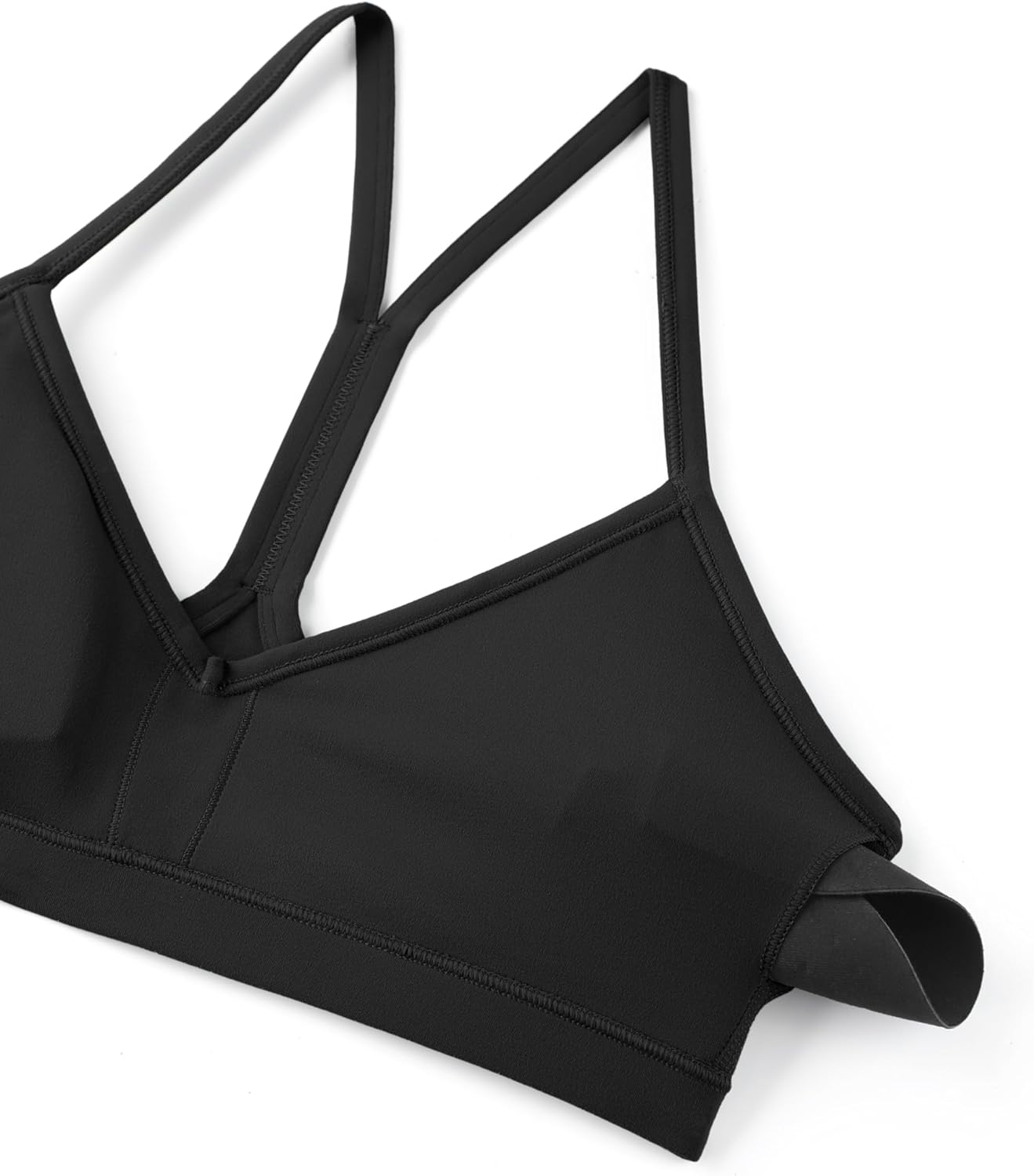 CRZ YOGA Butterluxe Sports Bra for Women - V Neck Ruched Wireless Padded Yoga Crop Top