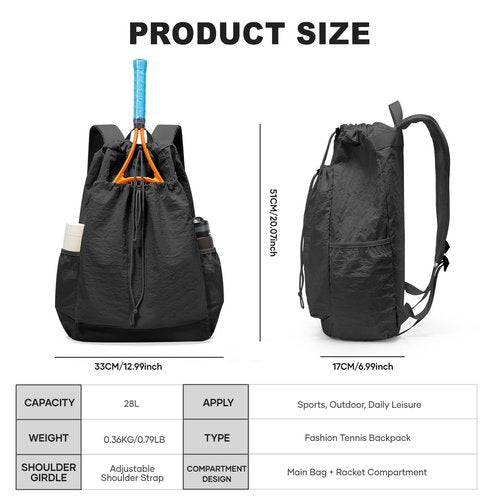 coofay Tennis Bags for Women Men Pickleball Bag Beach Tennis Racket Bag Drawstring Pickleball Tennis Backpack Badminton Bags