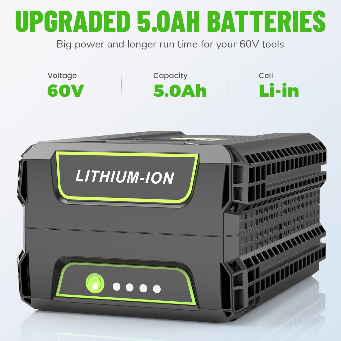 Cukect 60V 5.0Ah Lithium Battery Replacement for Greenworks 60V Battery, Compatible with Greenworks 60 Volt Batteries LB604, 2908502, LB6042, LB60A00, LB60A01, LB60A02, Fit for 60 Volt Power Tools