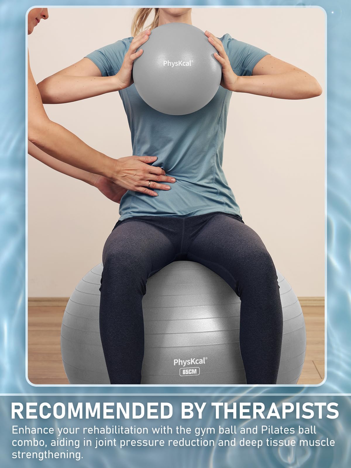 PhysKcal Large Yoga Ball to Relieve Back Pain, Exercise Ball, Swiss Ball for Pilates, Gym, Office Chair, Stability, Physical Therapy (Glacier Gray, L (26-29''/68-75cm))