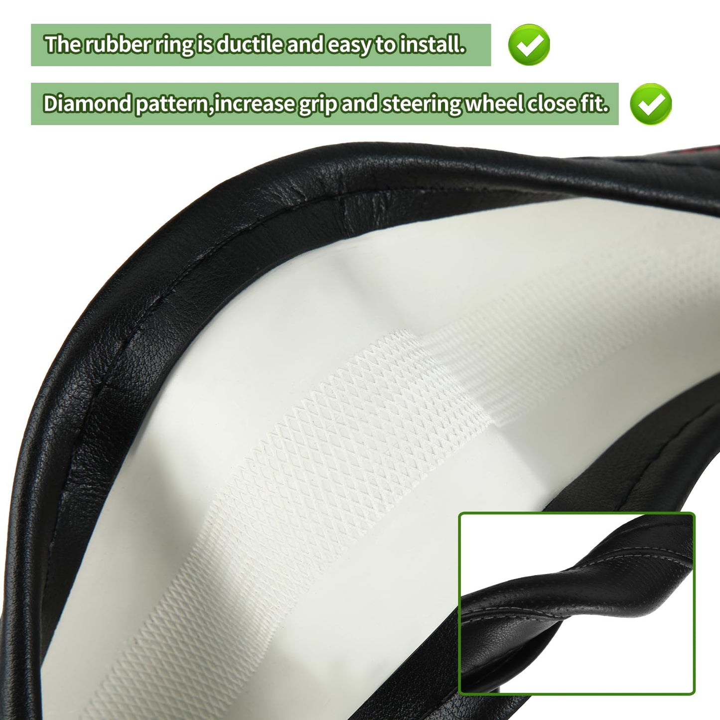 MLVOVL Golf Cart Steering Wheel Covers,13.5 to 14" Golf Cart Steering Wheel Cover Universal for Yamaha,EZGO TXT & RXV,Club Car DS & Precedent, Leather Comfortable, Non-Slip, Wear-Resistant (Black)