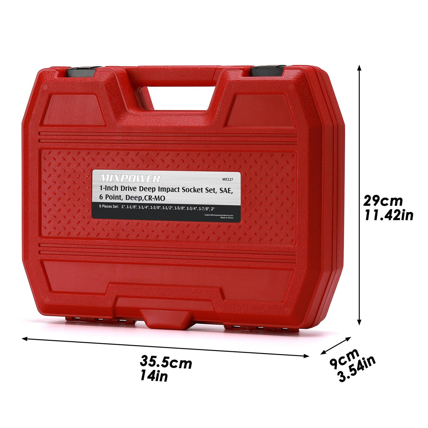 MIXPOWER 9PCS 1"Drive Impact Deep Socket Set, 6 Point, 1" - 2", CR-MO, SAE, Deep, 1" Dr. Deep Spindle Axle Nut Impact Socket Set