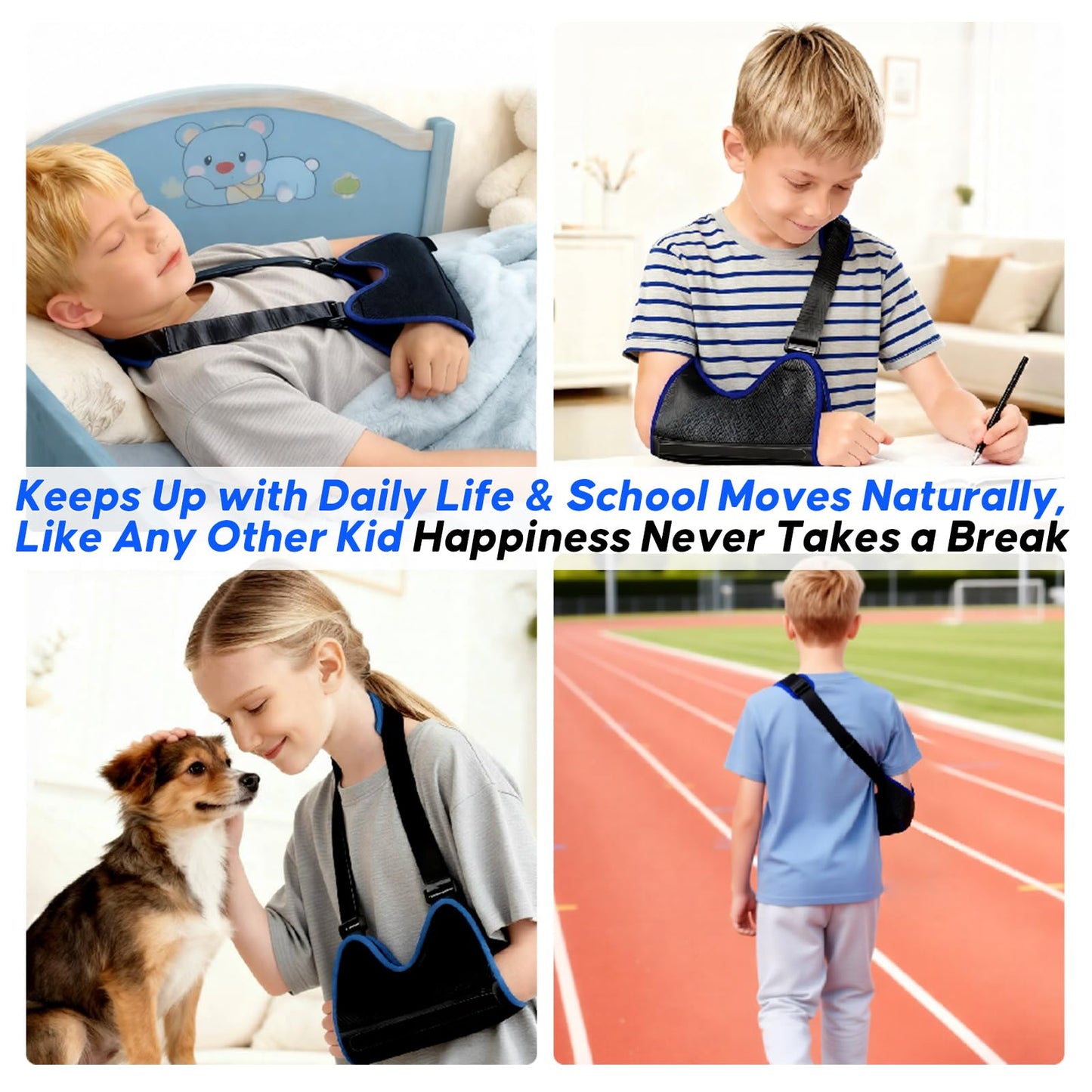 FELICITDR Child Arm Sling: Dual Steel Plate Support for Enhanced Stability & Safety, Breathable Mesh & Soft Sponge Lining, Skin-Friendly, Ergonomic Design for Kids, Prevents Circulation Issues