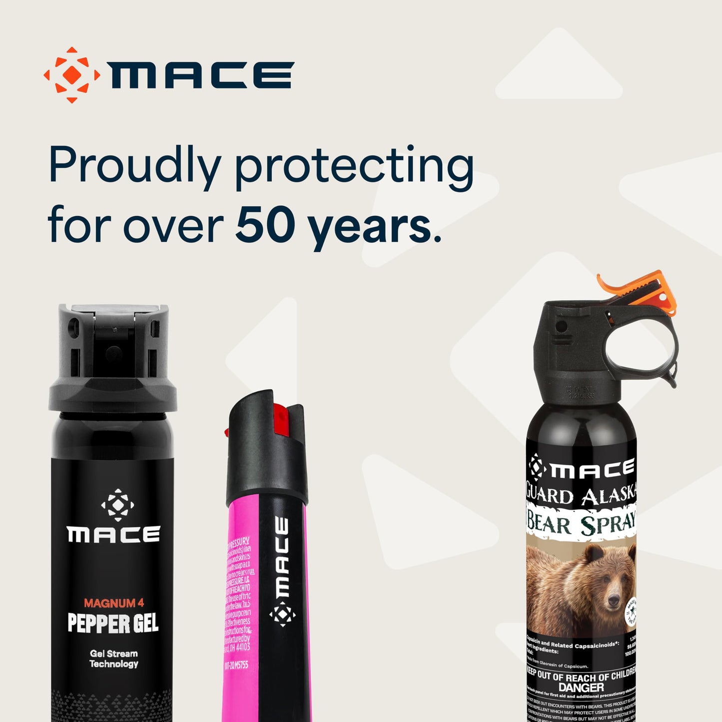 Mace Pepper Spray - Twist Lock Model, 0.63 oz, 12 Feet Range, Max Police Strength, Long Lasting UV Dye, Leakproof Design, Self Defense Pepper Spray for Women & Men - Gray