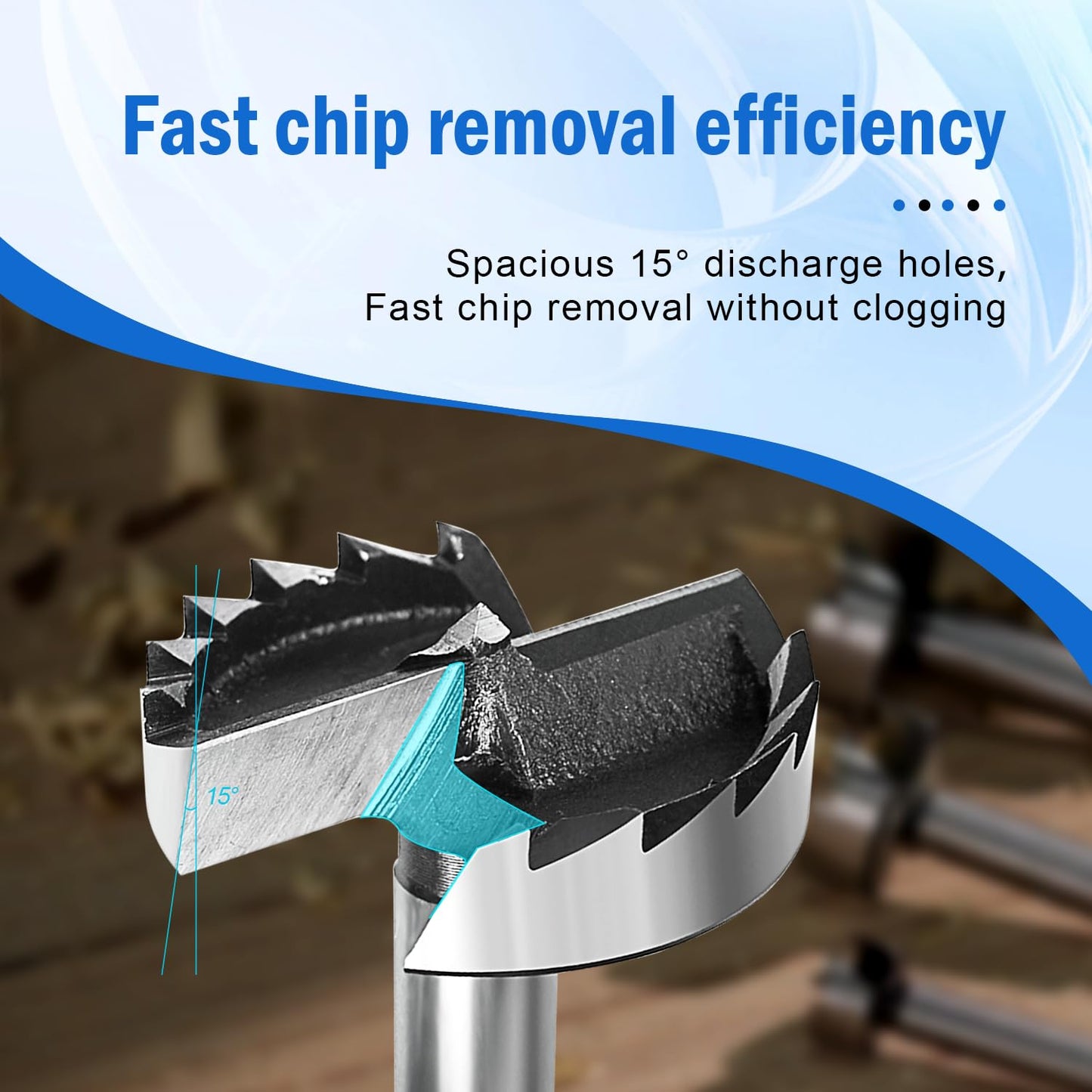 Waterspout 2 Inch Carbon Steel Forstner Drill Bits, Set of 1, Wood & Plastic Drilling, Hinge Cutter Tool with Storage Case