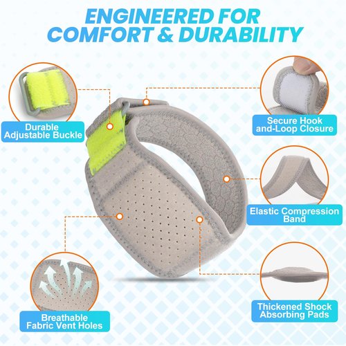 Euralypstic Tennis Elbow Brace, Adjustable Strap with Compression Pad for Forearm Tendon Pain Relief, Tendonitis, Tennis & Golfer’s Elbow, Fits Weightlifting, Golf, Tennis, Men & Women, 1 Pack