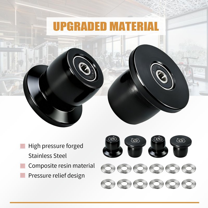 Vsttar Qty.4 Machined Wheels/Rollers Compatible with Total Gym Replacement, Fits Models XL, XLS, & Fit with Bearings Thru Hole of 1/4'' in Diameter, Black