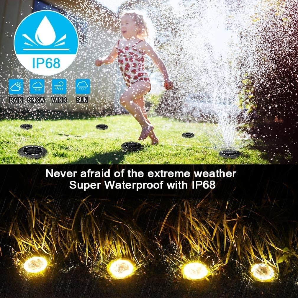12 Pack Solar Powered LED Ground Lights - Waterproof Decorative Garden Pathway Lighting