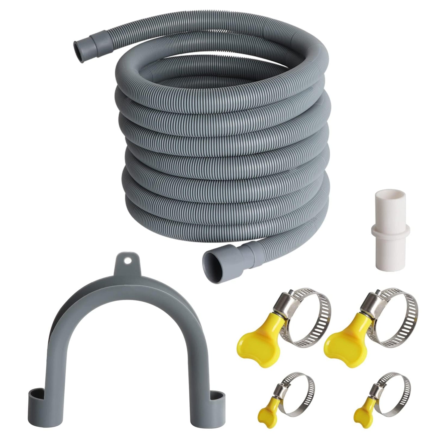 Manste Universal Washing Machine Drain Hose ,Washer Drain Hose Extension,Extra Long Washer Drain Hose, U-Bend Holder, Adapter 4 Pcs Clamps 6FT