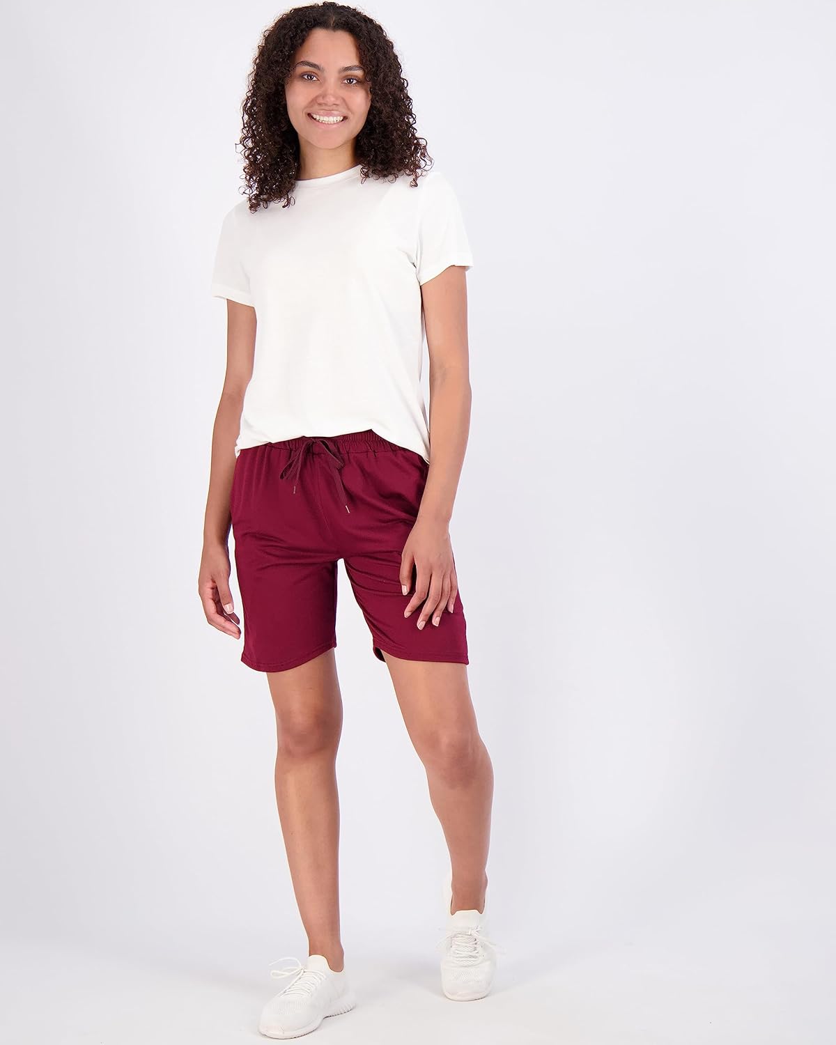 Real Essentials Women's Bermuda Yoga Shorts - Super-Soft, Comfy & Loose Fit with Pockets | 7" Length, Plus Sizes Available