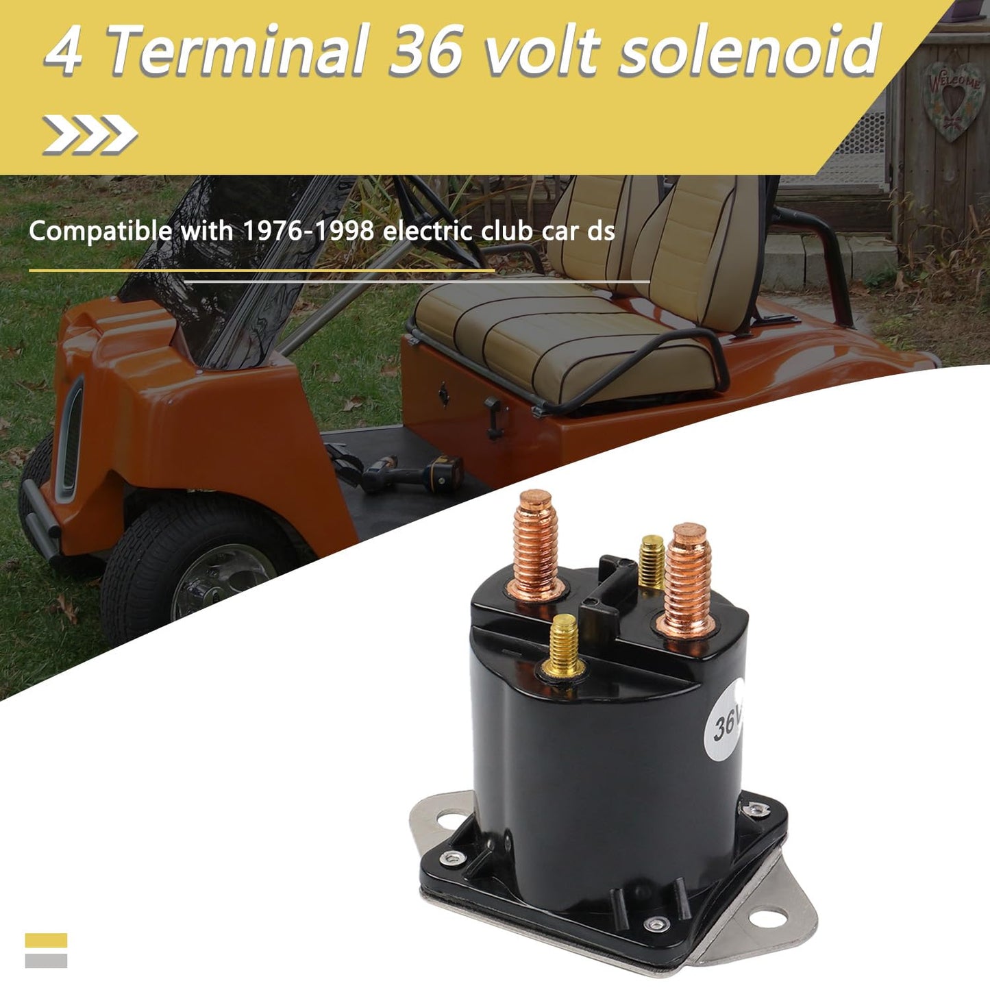 36V Electric Golf Cart Solenoid Compatible with Club Car DS 1976-1998 4 Terminal Solenoid Replace 8016