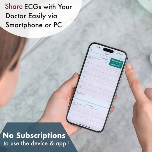 EMAY 6L Portable ECG Monitor - Record 6-Channel ECG & Heart Rate | Smartphone & PC Compatible