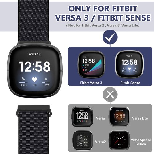 AVOD Nylon Bands Compatible with Fitbit Versa 4/Sense 2/Versa 3/Fitbit Sense, Soft Breathable Sport Adjustable Replacement Strap Women Man Wristband Accessories