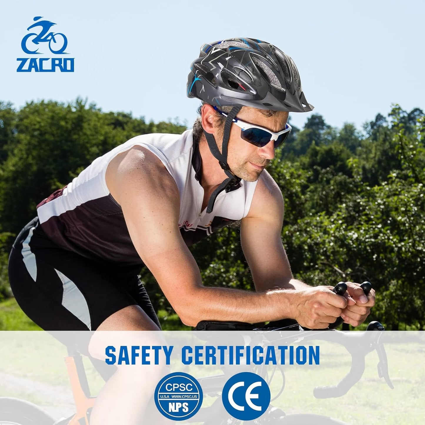 Zacro Adult Bike Helmet - Lightweight CPSC Certified Safety Helmet with Removable Pads & Visor | Ideal for Men & Women