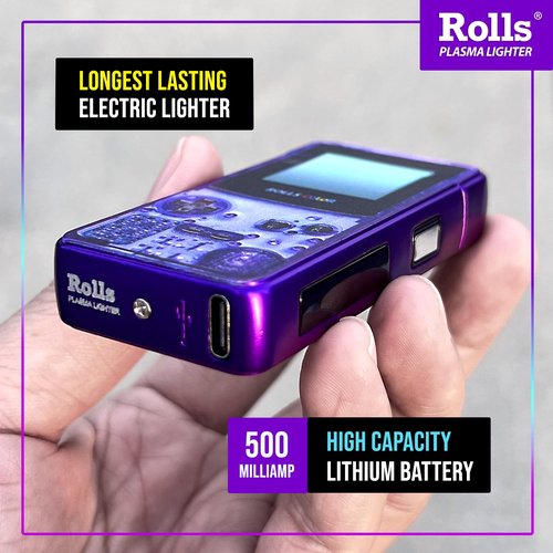 Rolls Electric Lighter - Stocking Stuffers - Gifts for Men - Cool Lighters - Electric Lighters Rechargeable - Mens Gifts - Retro Gamer - Birthday Gifts for Men - (Atomic Purple)