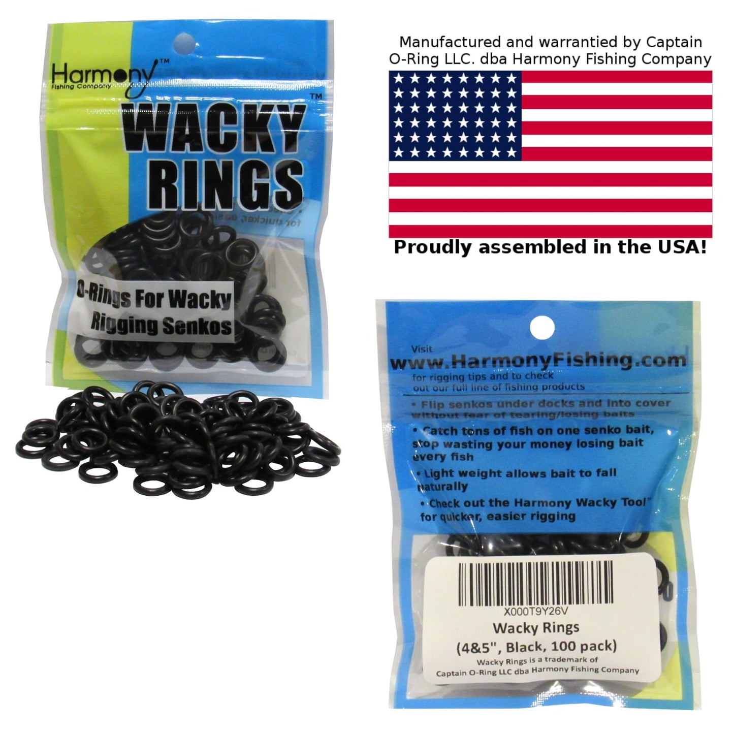 Wacky Rings (100pk) – O-Rings for Wacky Rigging Senkos/Worms/Soft Stickbaits – Bait Saver Orings for Senko Worm – Save Your Baits from Tearing While Wacky Neko Rigging (4-5”, Black)