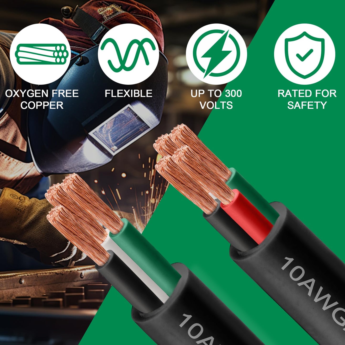 18/3 SJOOW Wire 200FT, 18 AWG 300V SJOOW Bulk Cable, 18 Gauge 3 Conductor Portable Cable for Welder,Generator,Portable Light,Circuits,EV Car Charger,Motor Lead