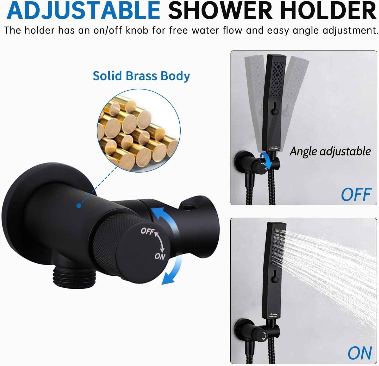 All Metal Handheld Shower Set with 3-Function Wand & 70-Inch Stainless Steel Hose