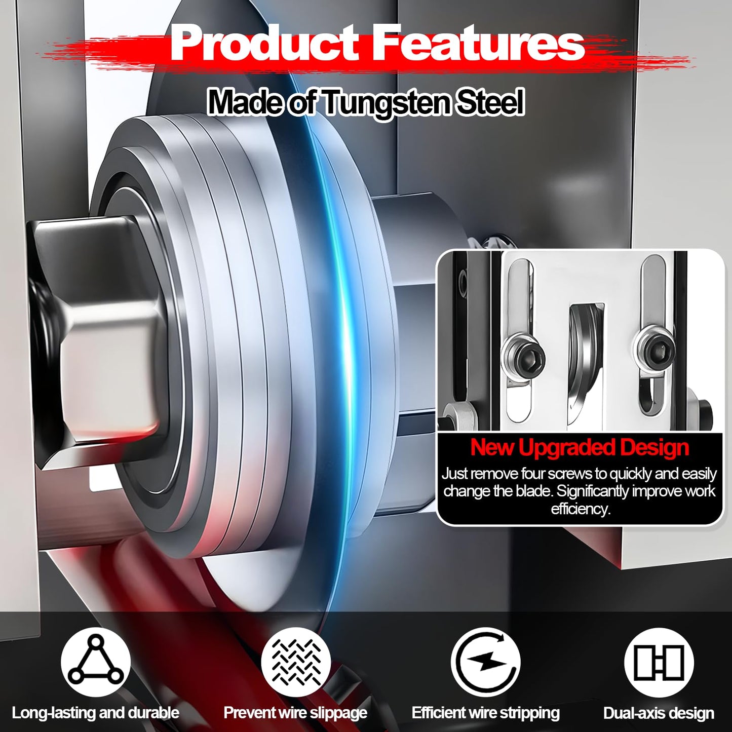 Trivd Frol 2 PCS Manual Wire Stripper Replacement Blades, Tungsten Steel, Silver