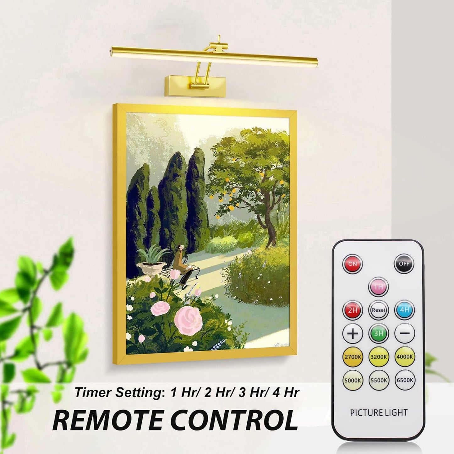 Wireless Battery Operated Picture Lights - 2 Pack, 16 Inch Dimmable Art Lighting with Remote, 6 Color Options - Perfect for Paintings and Gallery Displays