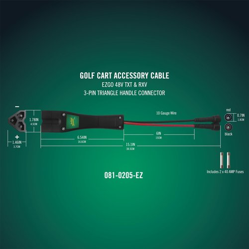 Battery Tender 48V E-Z-GO TXT & RXV DC Plug - 3-Pin Triangle Handle Connector for PowerPlus Charger (081-0205-EZ)