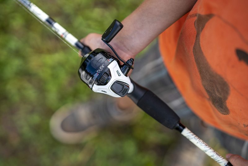 Abu Garcia 5’6" Ike Dude Youth Fishing Rod and Reel Spincast Combo, 2-Piece Rod, Size 6 Reel, Right Handle Position,White