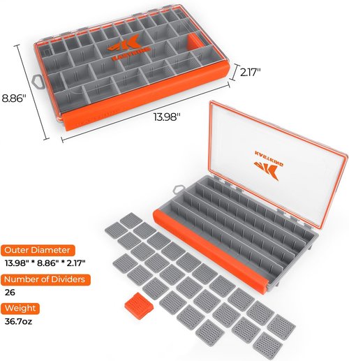 KastKing HyperSeal Waterproof Tackle Box - 3600 & 3700 Size with Removable Dividers for Organized Fishing Storage