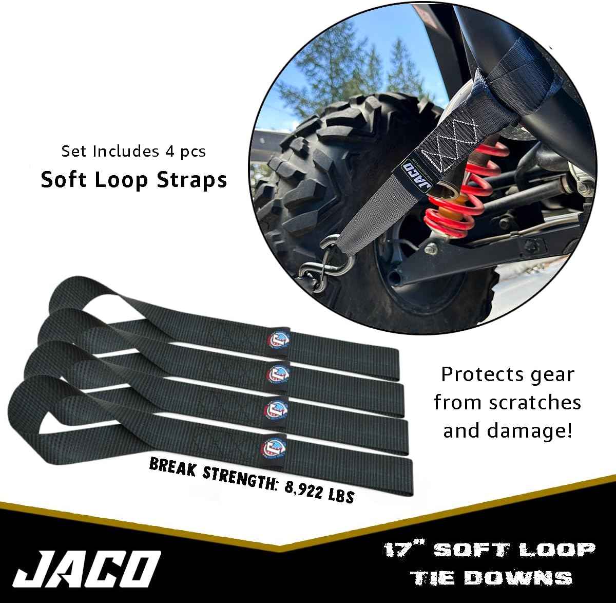 Heavy Duty Ratchet Straps 1.6" x 8ft (Pack of 4) - 5,208 lbs Tie Down Kit with Soft Loops