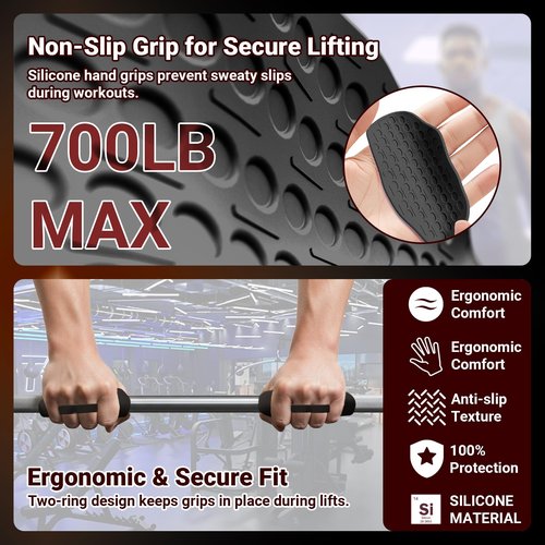 Harqa Anti‑Slip Workout Grips – Ergonomic Soft Silicone Palm Protector for Weight Lifting, Deadlifts, Pull‑Ups, Crossfit – Two-Ring, No Sweaty Gym Grip Pads for Men & Women