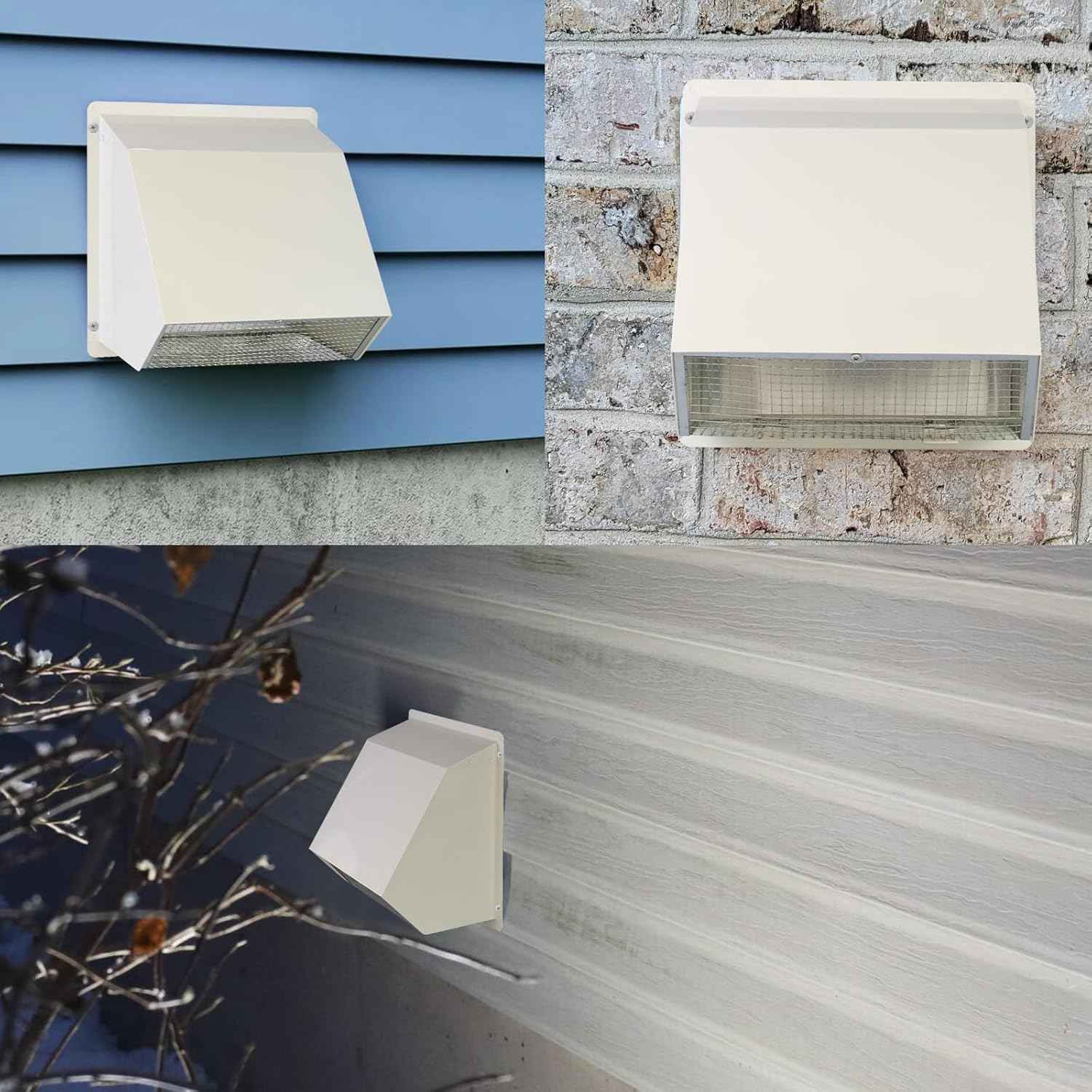 5-Inch Exterior Dryer Vent Cover with Screen & Damper - Galvanized Steel, Black