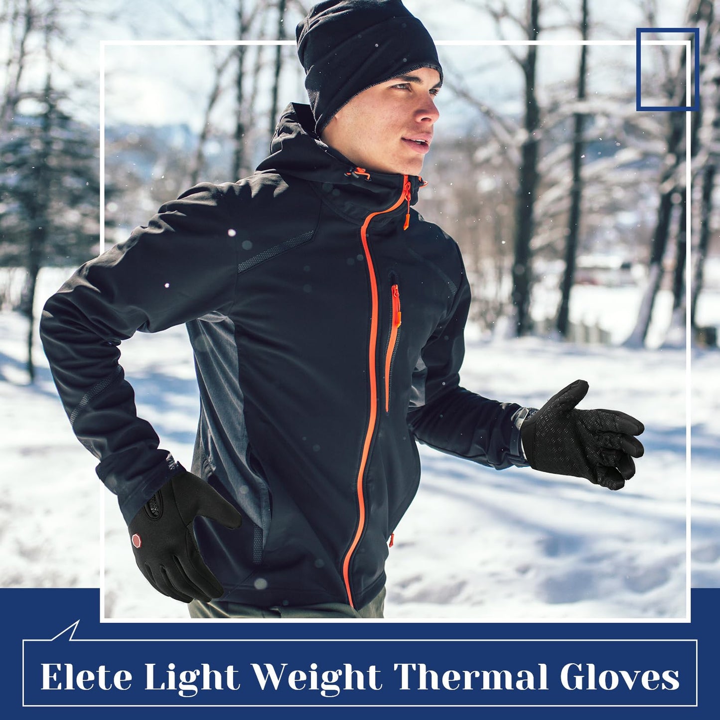 Zhanmai 3 Pairs 3/6 Pairs Outdoor Winter Touchscreen Gloves Windproof Waterproof Thermal Gloves for Running Hiking for Men Women (Medium,Black)