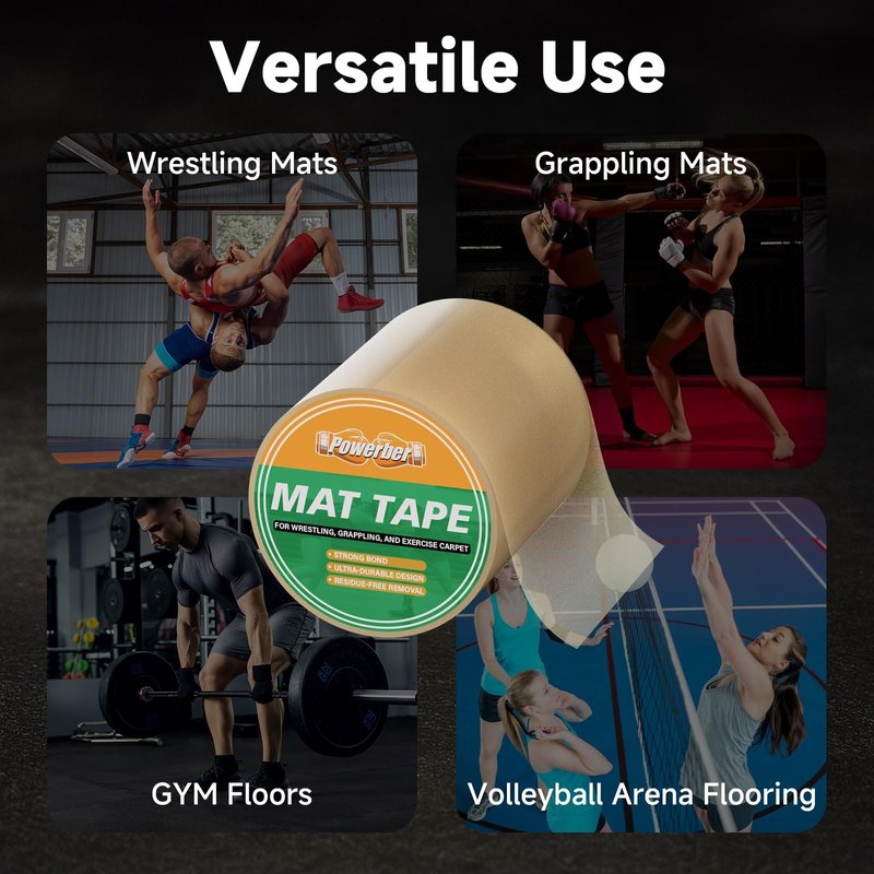 Powerber Wrestling Mat Tape 4'' - Clear Mat Tape Wrestling, PVC Wrestling Tape for Mats, 6 Rolls