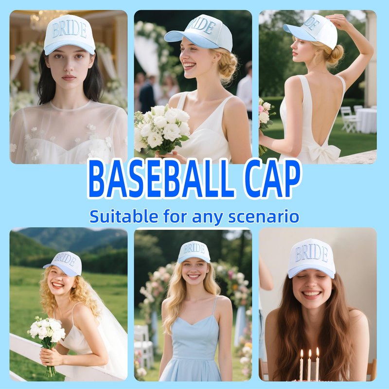Bride Trucker Hat |Wedding Cap for Bride-to-Be, Engagement Bachelorette, Adjustable Wedding Cap,Bach Party Decorations,Party Honeymoon Anniversary Blue